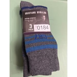Cristiano Ronaldo Mens Crew Socks 3 Pack Multicolor Stripe Size 7-12.5